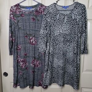 Apt.9 Floral and Animal Print Long Sleeve Dress Set Of 2 Size Large